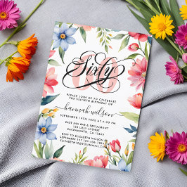 Invitación 60.ª fiesta de cumpleaños acuarela Floral Foto