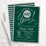 Invitación 60.ª fiesta de cumpleaños - ALGUIEN DE EDAD Plata<br><div class="desc">Invitación a la fiesta de cumpleaños número 60 para hombres y mujeres. Elegante carta de invitación en verde con falso Relieve metalizado purpurina de plata. Caracteriza el tipo de letra del script de tipografía. ¡Salud a 60 años! Se puede personalizar en cualquier año. Perfecto para una celebración de cumpleaños adultos....</div>