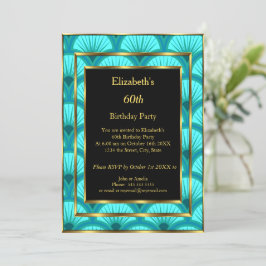 Invitación 60.ª fiesta de cumpleaños Art Déco Verde azulado A