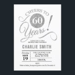 Invitación 60.ª fiesta de cumpleaños - Blanco plateado<br><div class="desc">Invitación a la fiesta de cumpleaños número 60 en fino blanco y plateado. ¡Salud a 60 años! Se puede personalizar en cualquier edad. Por favor,  envíeme un mensaje si necesita más personalización.</div>