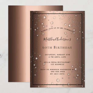 Invitación 60.ª fiesta de cumpleaños burbujas negras de bronc
