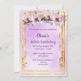 Invitación 60.ª fiesta de cumpleaños con flores de cerezo en 