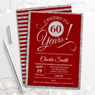 Invitación 60.ª fiesta de cumpleaños - CUALQUIER EDAD Plata r