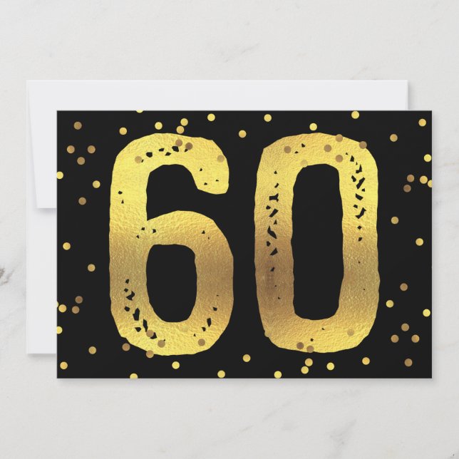 Invitación 60.ª Fiesta de Cumpleaños Faux Relieve metalizado  (Anverso)