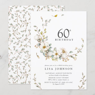 Invitación 60.ª fiesta de cumpleaños Flor de color acuático r