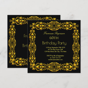 Invitación 60.ª Fiesta de Cumpleaños Gold Black