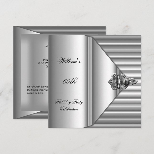 Invitación 60.ª Fiesta de Cumpleaños Hombres Elegantes Hombre (Anverso / Reverso)