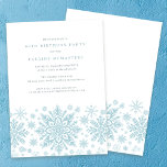 Invitación 60.ª fiesta de cumpleaños Invierno Blue White Snow<br><div class="desc">Los copos de nieve con acuarela azul muy elegantes crean un borde de bonito al final de esta invitación de cumpleaños para adultos. El diseño moderno y minimalista tiene un aire abierto y ventilado. La estética contemporánea atraerá a personas de todas las edades.</div>