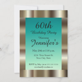 Invitación 60.ª Fiesta de Cumpleaños Marco Verde azulado de O