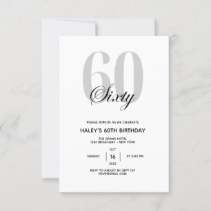 Invitación 60.ª fiesta de cumpleaños Moda mínima