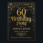 Invitación 60.ª fiesta de cumpleaños - Negro y Oro<br><div class="desc">60.ª Invitación a la fiesta de cumpleaños. Elegante diseño de oro negro y falso purpurina. Presenta un diseño elegante de tipo de letra y letra de guión. Mándame un mensaje si necesitas edad personalizado.</div>