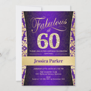 Invitación 60.ª fiesta de cumpleaños - Púrpura dorada