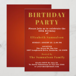 Invitación 60.ª Fiesta de Cumpleaños Rojo