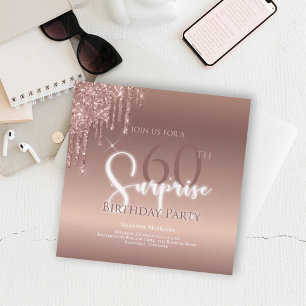 Invitación 60.ª fiesta de cumpleaños rosado de Purpurina sorp