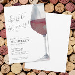 Invitación 60.ª Fiesta De Cumpleaños Saluda A Sesenta<br><div class="desc">¡Saludos a los 60 años!, se exhibe con orgullo en la cima de esta elegante y clásica invitación, con una gran meroza acuática o una copa de vino tinto y gris borgoña en el lado derecho, dándole un toque moderno. Puedes hacer personalizares del año para celebrar cualquier hito. El diseño...</div>