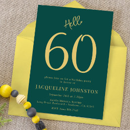 Invitación 60.ª Fiesta De Cumpleaños Verde Y Oro Hola 60