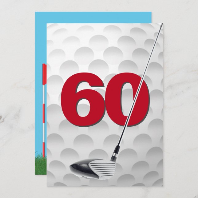 Invitación 60.ª Fiesta Temática de Golf de Cumpleaños (Anverso / Reverso)