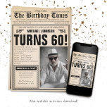Invitación 60.ª portada de periódico de cumpleaños foto de Pe<br><div class="desc">60.º Cumpleaños Periódico Cubre Invitación a la Foto de Humor Personalizado. ¡Un diseño de invitación de cumpleaños fresco y humorístico que parece un periódico vintage! Es personalizable y se puede usar para cualquier fiesta de cumpleaños de edad! ¿Necesita ayuda con esta plantilla de diseño? Póngase en contacto con el diseño...</div>