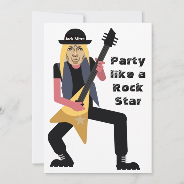 Invitación 60.ª 🎸 🤣 Rockstar Birthday Guitar Funky Fun (Anverso)