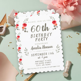 Invitación 60.ª Rosa acuática de cumpleaños twig floral