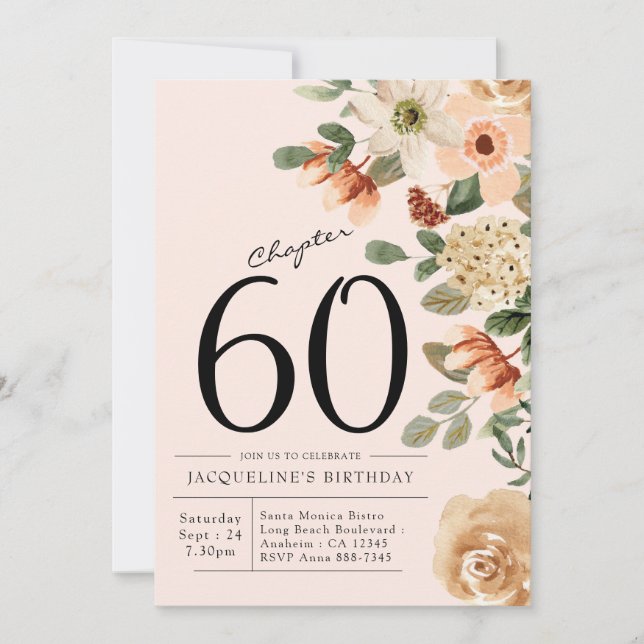 Invitación 60.ª Vintage Floral (Anverso)