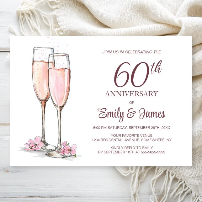 Invitación 60.º Aniversario Boda Champagne (Subido por el creador)