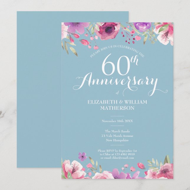 Invitación 60.º aniversario de Boda de Diamantes (Anverso / Reverso)