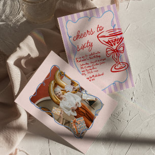 Invitación 60.º Aniversario de la Foto Retro de Champagne de 