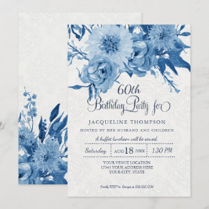 Invitación 60.º Aniversario de la Marina Azul Chintz Blanco D