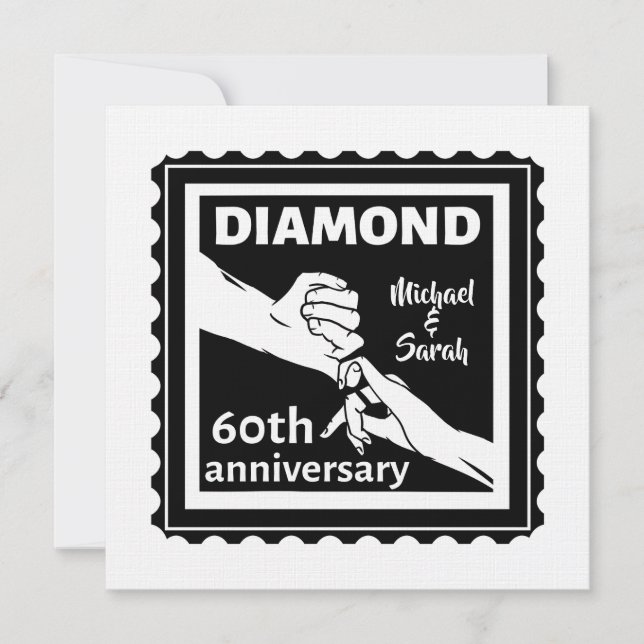 Invitación 60.º aniversario de los bodas de diamantes tradici (Anverso)
