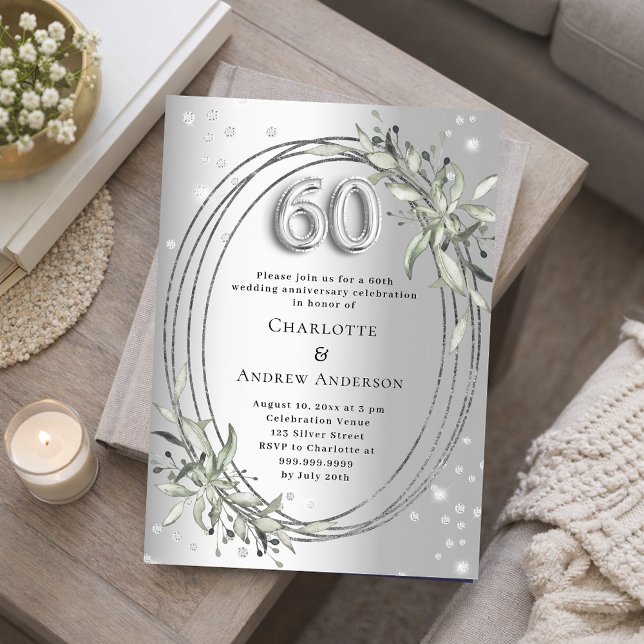 Invitación 60.º aniversario de los bodas diamantes de plata v (Subido por el creador)