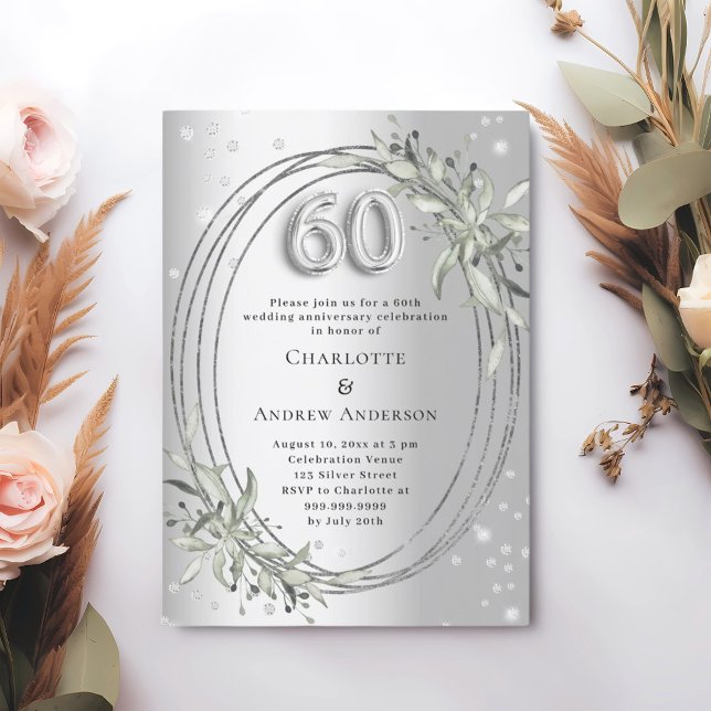 Invitación 60.º aniversario de los bodas diamantes de plata v (Subido por el creador)