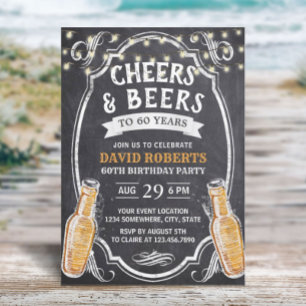 Invitación 60.º Cartón Rústico de Alegres y Cervezas