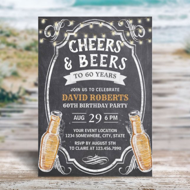 Invitación 60.º Cartón Rústico de Alegres y Cervezas (Subido por el creador)