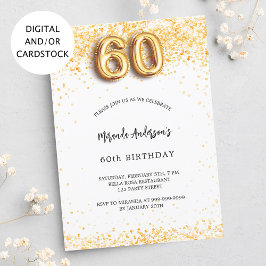 Invitación 60.º confeti de oro blanco elegante