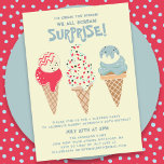 Invitación 60.º Cono de helado de Fiesta de sorpresas de cump<br><div class="desc">Novedades para el verano 2024. Nuestro "Helado Crema,  Gritas Que Todos Gritamos Sorpresa" Invitación A Los 60 Años! Seguido por tres helados retro color agua con helados patrióticos rojos,  blancos y azules y rociadores.</div>