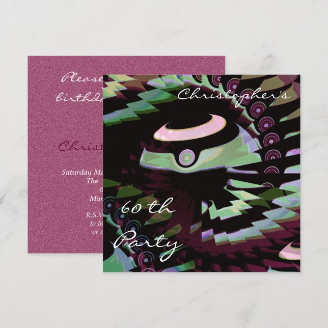 Invitación 60.º cumpleaños (Anverso / Reverso)