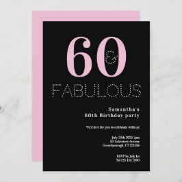 Invitación 60.º cumpleaños 60 y fabuloso Fiesta rosado negro