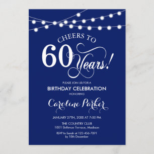 Invitación 60.º cumpleaños - Blanco azul de la Marina