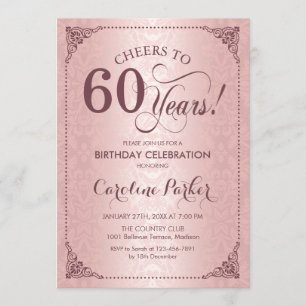 Invitación 60.º cumpleaños - Damasco de oro Rosa