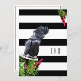 Invitación 60.º cumpleaños de loro negro en franja blanca