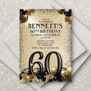 Invitación 60.º cumpleaños de oro negro