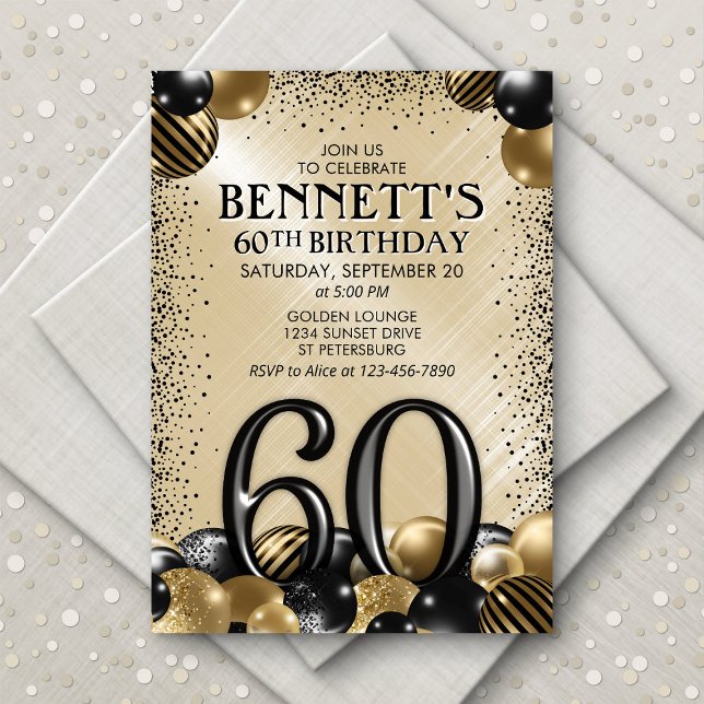 Invitación 60.º cumpleaños de oro negro (Subido por el creador)