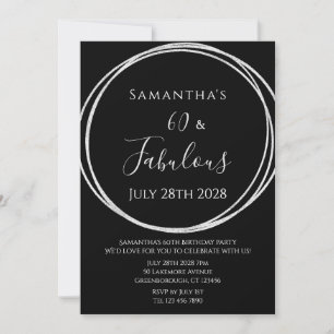 Invitación 60.º cumpleaños de plata negra