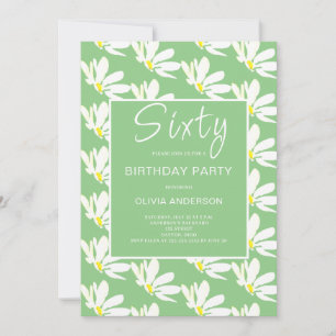 Invitación 60.º cumpleaños de White Floral Botánico