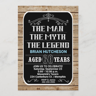 Invitación 60.º cumpleaños El hombre el mito la leyenda 60 añ
