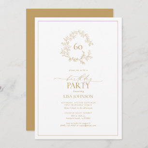 Invitación 60.º cumpleaños Escudo de Leafy de Oro Moderno