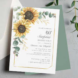 Invitación 60.º cumpleaños Eucalyptus Floral Girasol