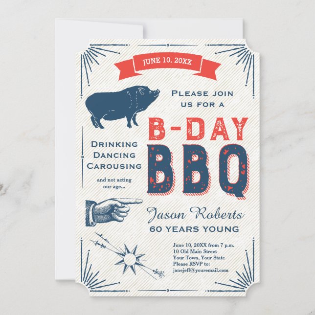 Invitación 60.º cumpleaños Fiesta BBQ Toda la cosecha estadou (Anverso)
