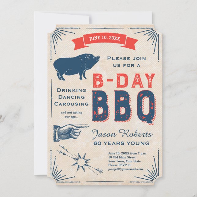 Invitación 60.º cumpleaños Fiesta BBQ Toda la cosecha estadou (Anverso)